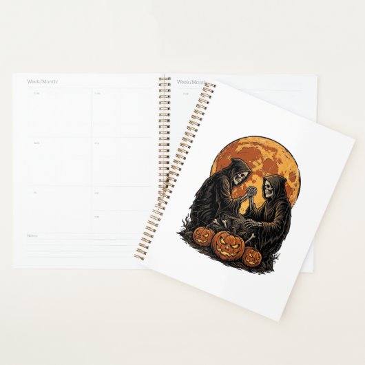 Oude Grim Reapers Halloween Pompoen Vector Ontwerp Planner (Display)