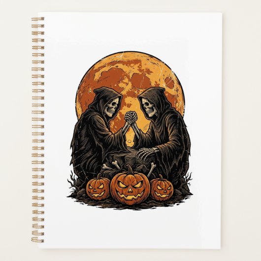 Oude Grim Reapers Halloween Pompoen Vector Ontwerp Planner (Voorkant)