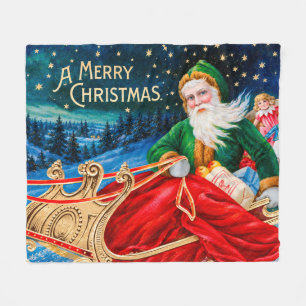 Oude Groen Kerstman slee van Sternennacht Kerstmis Fleece Deken
