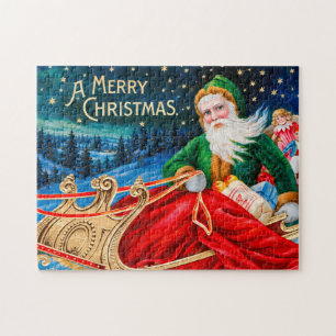 Oude Groen Kerstman slee van Sternennacht Kerstmis Legpuzzel
