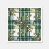 Oude Groen Witte Gingham Patroon Servet (Voorkant)