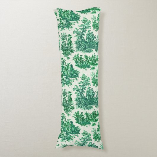 Oude groene bloem toile de Jouy Lichaamskussen (Voorkant Verticaal)