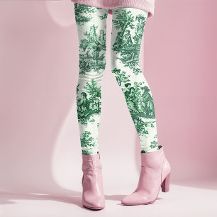 Oude groene bloem toile jouy leggings