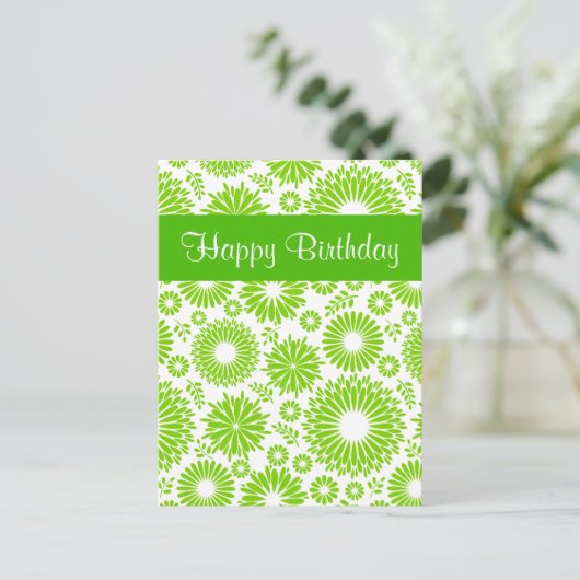 Oude groene bloemige Verjaardagsansichtkaart Briefkaart (Staand voorkant)