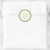 Oude Groene Boho Bloemstuk Aangepaste Prettig Kers Ronde Sticker (Tas)