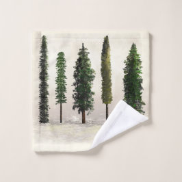 Oude groene bosbomen rustiek houtachtig bad handdoek