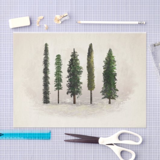 Oude groene bosbomen rustieke houtachtige trouwdag tissuepapier (Craft)