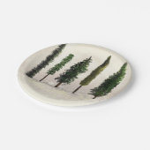 Oude groene bosbomen rustieke houten bruiloft papieren bordje (Gekanteld)