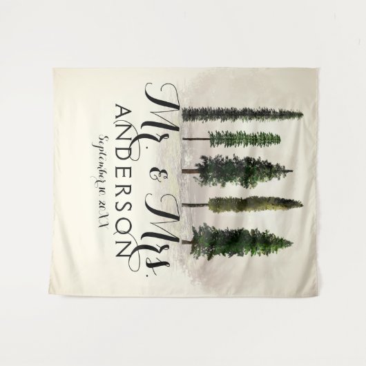 Oude groene bossen rustieke bos bruiloft wandkleed (Voorkant (horizontaal))