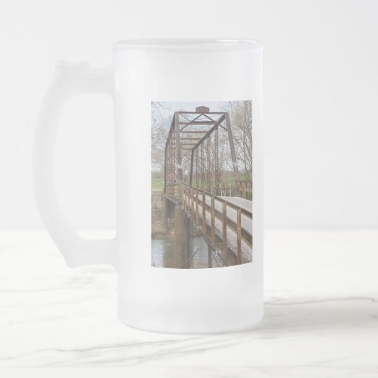 Oude groene brug van 1912 matglas bierpul (Links)