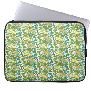 Oude groene en oranje boterbloem bloemmotief laptop sleeve