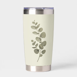Oude groene eucalyptus tak geïsoleerde drinkbeker