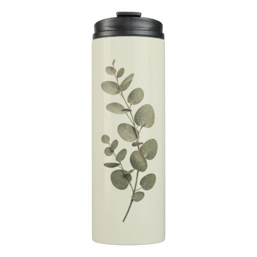 Oude groene eucalyptustak thermosbeker (Voorkant)
