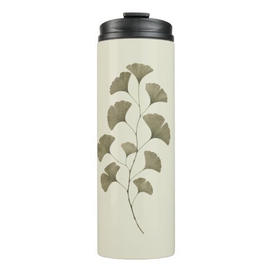 Oude groene Ginkgo-bladeren Thermosbeker (Voorkant)