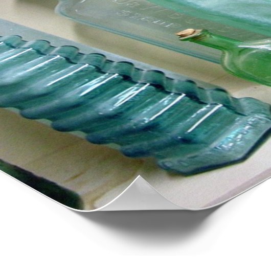 Oude groene glazen flessen poster (Hoek)