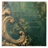 Oude Groene Goudkleurige Schrift met Afgeplatte Af Tegeltje (Voorkant)
