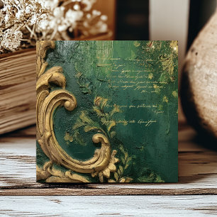 Oude Groene Goudkleurige Schrift met Afgeplatte Af Tegeltje