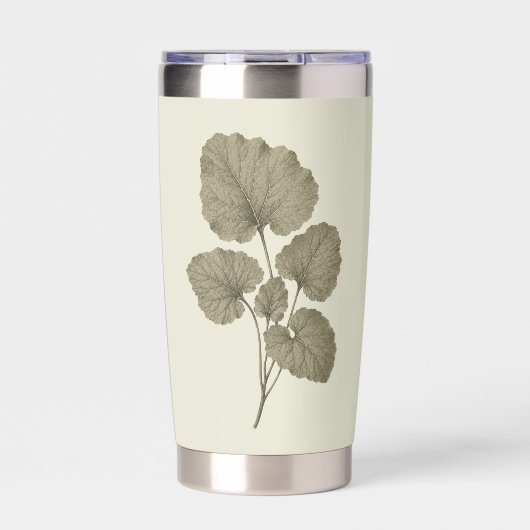 Oude groene klisbladeren geïsoleerde drinkbeker (Voorkant)