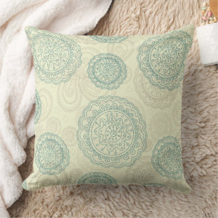 Oude groene mandala paisley patroon kussen