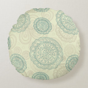 Oude groene mandala paisley patroon rond kussen