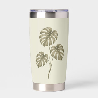 Oude groene Monstera-bladeren Geïsoleerde Drinkbeker