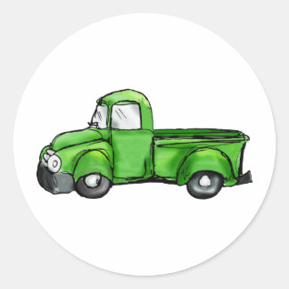Oude Groene Pickup Truck Ronde Sticker