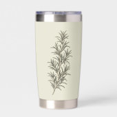 Oude groene rozemarijn tak geïsoleerde drinkbeker (Achterkant)