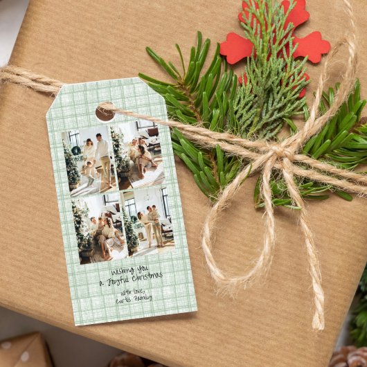 Oude groene ruit Kerstmis Cadeaulabel
