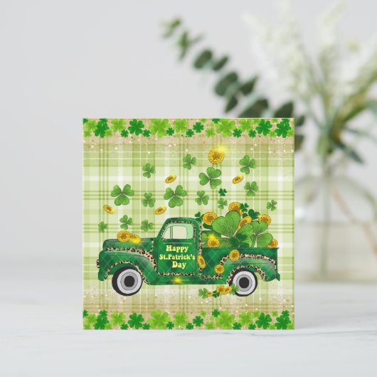 Oude groene St. Patrick's Delight Feestdagenkaart (Staand voorkant)