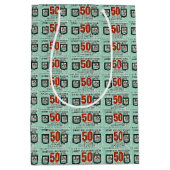 Oude groene strepen medium cadeauzakje (Voorkant)