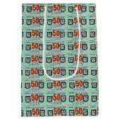 Oude groene strepen medium cadeauzakje (Achterkant)