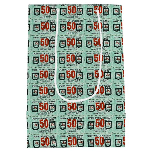 Oude groene strepen medium cadeauzakje (Achterkant)