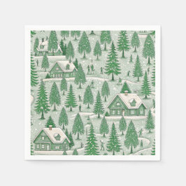 Oude groene toile Kerstvakantie Servet