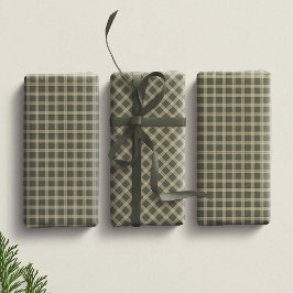 Oude groene vakantie geruite kerst inpakpapier vel
