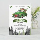 Oude Groene Vrachtwagen Kerstfeest Kaart (Staand voorkant)