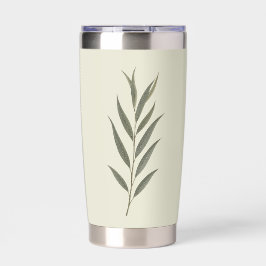 Oude groene wilgenbladeren geïsoleerde drinkbeker