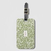 Oude groene wilgenbladerenmonogram bagagelabel (Voorkant (verticaal))