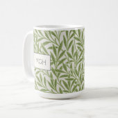 Oude groene wilgenbladerenmonogram koffiemok (Voorkant links)
