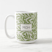 Oude groene wilgenbladerenmonogram koffiemok (Links)