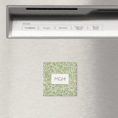 Oude groene wilgenbladerenmonogram magneet (Insitu (Vaatwasser))