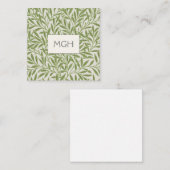 Oude groene wilgenbladerenmonogram notitiekaartje (Voorkant / Achterkant)