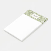 Oude groene wilgenbladerenmonogram post-it® notes (Schuin)
