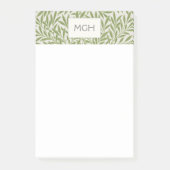Oude groene wilgenbladerenmonogram post-it® notes (Voorkant)