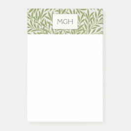 Oude groene wilgenbladerenmonogram post-it® notes