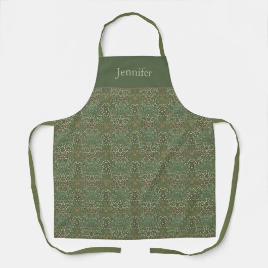 Oude groene William Morris bloempatroon naam Schort (Voorkant)
