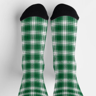 Oude groene zwarte en witte rustieke tartan ruit sokken