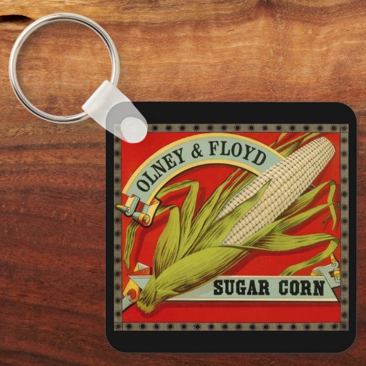 Oude groente label, Olney & Floyd Sugar Corn Sleutelhanger (Voorkant)