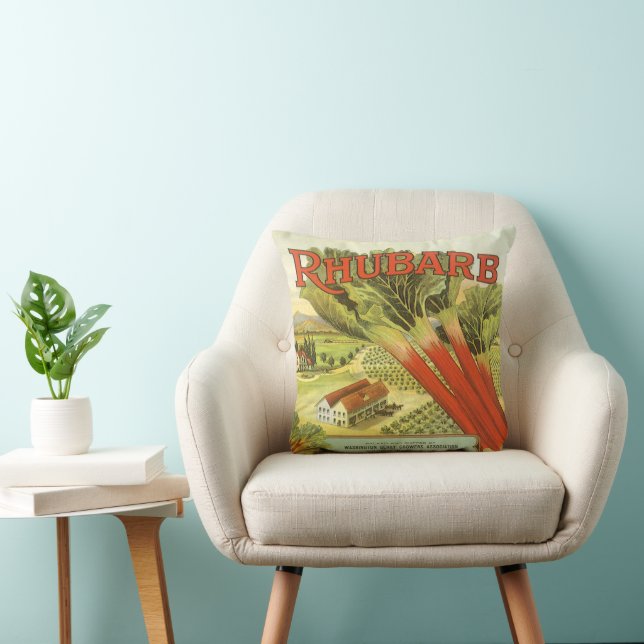 Oude Groentebliklabel Kunst, Rabarberboerderij Kussen (Stoel)
