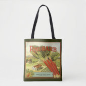 Oude Groentebliklabel Kunst, Rabarberboerderij Tote Bag (Voorkant)