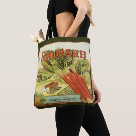 Oude Groentebliklabel Kunst, Rabarberboerderij Tote Bag (Dichtbij)